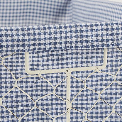  Farmhouse Chicken Wire Storage Baskets With Liner, Medium, Antique French Blue Gingham Check, 11x7.88x7", 2 Piece