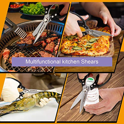  Kitchen Shears, CFONRUAI Heavy Duty Kitchen Scissors, Poultry Shears With Cover, 4MM Thick Stainless Steel Sharp Cooking Scissors, Multipurpose Scissors For Chicken, Bone, Poultry, Vegetable, Fish