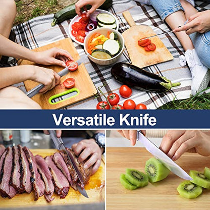  Grill Accessories Set, Stainless Steel BBQ Accessories, Heavy Duty Outdoor Barbeque Tools, 5Pc, Includes Kitchen Spatula, Tongs, Carving Fork, Knife, Basting Brush, Gifts For Man Dad