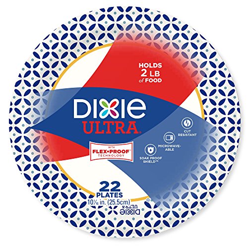  Sposable Paper Plates, 10-1/16 In. Dinner Size, Printed, 176 Count