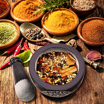  Mortar And Pestle, Made Of Heavy Duty Polished Hard Stone, Natural Stone Grinder For Spices, Pastes, Herbs, Seasoning Etc. (Tree Of Life)