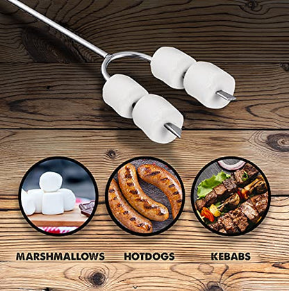  Marshmallow Roasting Sticks | Set Of 4 Extra Long Retractable Campfire Sticks | Protect Kids With Insulated Handles | Extendable Smore & Hot Dog Skewers | Heavy Duty Metal Camping Accessory