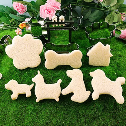  Dog Treats Cutters Set 11 Pieces,5 Dog Bone 3 Footprint 2 Dogs 1House Dog Cookie Cutter Sets Different Sizes Mini Small Medium Big Cut Out For Homemade Treats And Baking