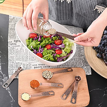  Measuring Cups And Spoons Set, Copper Measuring Cups And Spoons Set, Stainless Steel Measuring Cups And Spoons, Copper Plated Measuring Cups Spoons, 6 Measurer Cups, 7 Measurement Spoons