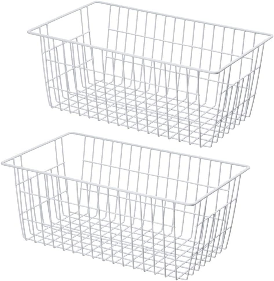  Wire Storage Basket Freezer Organizer Bins Metal Wire Baskets Wire Organizer Storage Baskets For Kitchen, Cabinets, Pantry, Freezer, BathroomSet Of 3