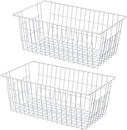  Wire Storage Basket Freezer Organizer Bins Metal Wire Baskets Wire Organizer Storage Baskets For Kitchen, Cabinets, Pantry, Freezer, BathroomSet Of 3