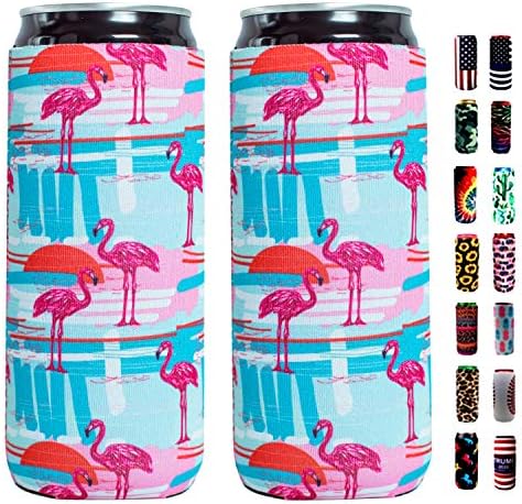  Silicone Can Sleeve Bottle Insulator Sleeve Set Of 4 Can Beverage Coolers For 12oz Energy Drink & Beer Cans (Kiwi)