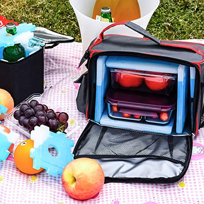  10 X Ice Packs For Lunch Box - Freezer Ice Packs - Slim Long Lasting Cool Packs For Lunch Bags And Cooler, Poker Design (Heart)
