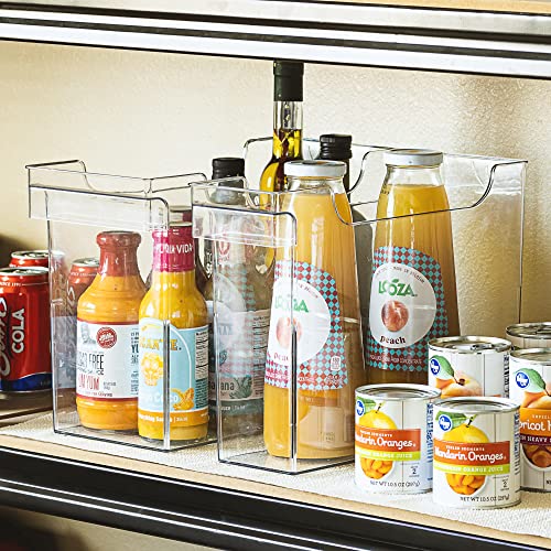  Roll Out Bottle Organization Bins - 2 Sizes Pantry Under Sink Organizer With Wheels & Handles - Clear Plastic Organizing Containers For Cleaning Supplies - Kitchen Cabinet Laundry Room Storage