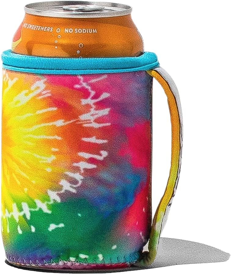  Tall Can Cuff Covers Reusable Insulator With Handle: Neoprene Can Coosies With Insulated Sleeves For Soda, Water Bottle, Beer, Other 16 Oz Tall Can Beverages (Sunflower Tie Dye, Tall 16oz)