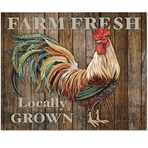  Art 'FARM FRESH ROOSTER' Glass Cutting Board, 15 X 12"