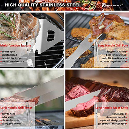  Omanticist Barbecue Tool Set With Storage Bag - Portable Grill Tool Kit - Professional BBQ Set For Outdoor Cooking And Camping Grill Accessories Sets