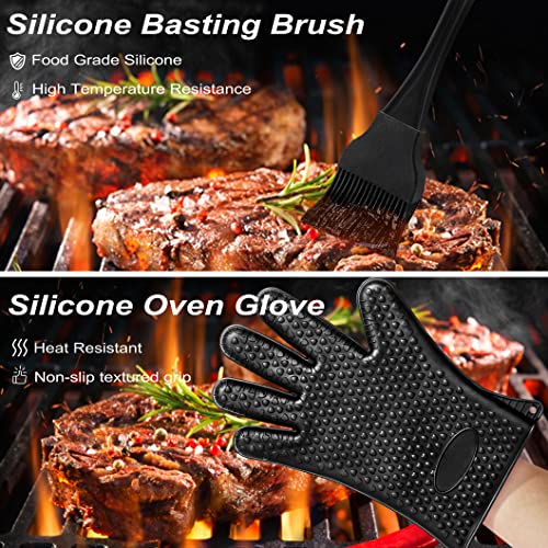  26PCS Grill Accessories For Outdoor Grill Utensils Set Stainless Steel BBQ Tools Grilling Tools Set For Father's Day Birthday Presents, Barbecue Accessories Kit Ideal Grilling Gifts For Men Dad