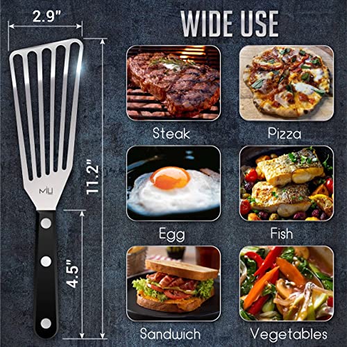  Ish Spatula Stainless Steel, Flexible, Polished Metal, Corrosion Resistant, Kitchen Slotted Turner [Upgraded Version]