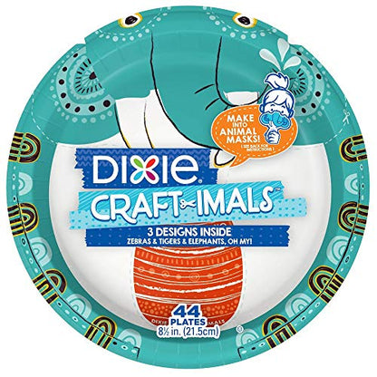  Dixie CRAFT-IMALS Kids Mask, Craft, Everyday Plate, 9" Plate, 44 Count