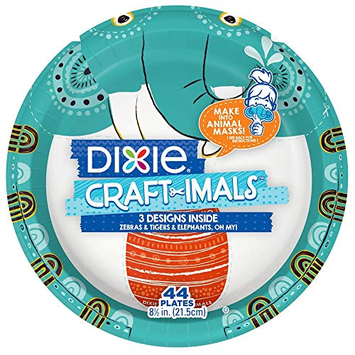  Dixie CRAFT-IMALS Kids Mask, Craft, Everyday Plate, 9" Plate, 44 Count