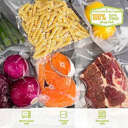  Food Grade Material 8"x50 Feet Rolls 2 Pack Vacuum Sealer Bags For Food Saver, Seal A Meal, Weston. Commercial Grade, BPA Free, Meal Prep Or Sous Vide
