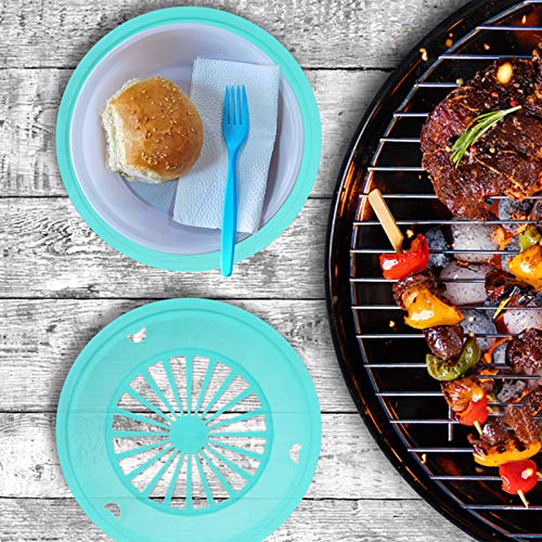  10Pcs Bbq Paper Plate Holder Reusable Plastic Paper Plate Holder Barbecue Paper Plate Round Plate Trays Plastic Dinnerware For Party BBQ And Camping Paper Plate Tray Picnic Disposable Plates Holder