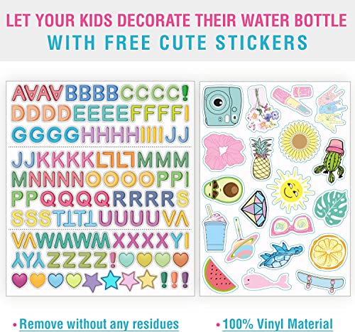  17 Oz Insulated Water Bottle With Straw Lid For Kids And Adult + 20 Funny Waterproof Stickers - Perfect For Personalizing Your Kids Metal Water Bottle