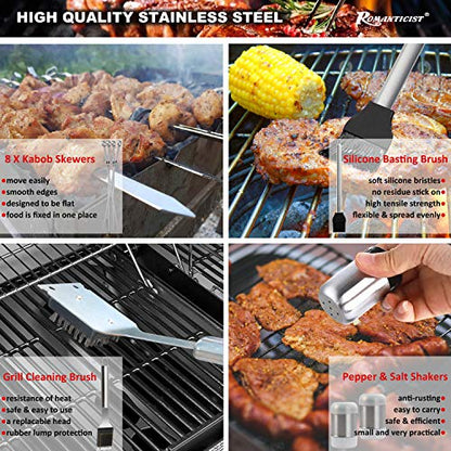  Omanticist Barbecue Tool Set With Storage Bag - Portable Grill Tool Kit - Professional BBQ Set For Outdoor Cooking And Camping Grill Accessories Sets