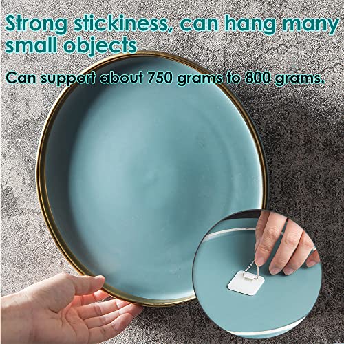 N/A 50Pcs Invisible Adhesive Plate Hanger, Vertical Plate Holders For Wall, Adhesive Plate Hanger Hooks For Plate Pictures Wall Decor (White,Sq)