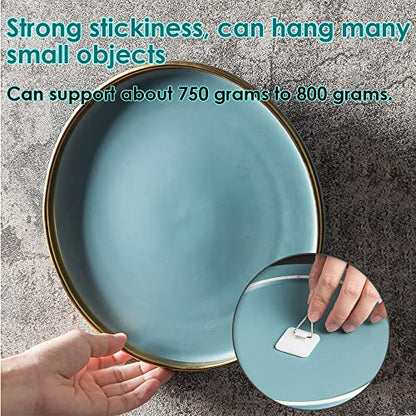 N/A 50Pcs Invisible Adhesive Plate Hanger, Vertical Plate Holders For Wall, Adhesive Plate Hanger Hooks For Plate Pictures Wall Decor (White,Sq)