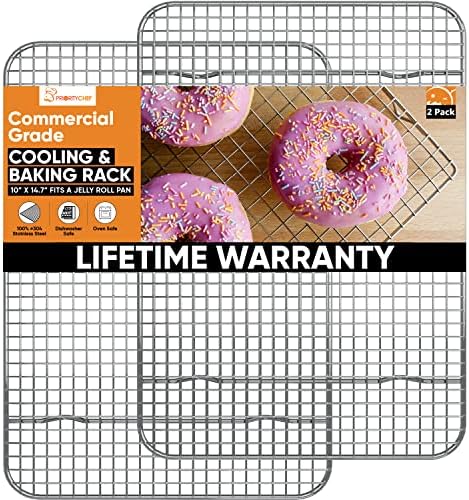  Heavy Duty Cooling Rack For Cooking And Baking, Rust Resistant Oven Rack And Wire Rack, Grill And Baking Rack, Wire Cookie Cooling Racks For Baking, Fits Quarter Sheet Pan, 8.5" X 12"