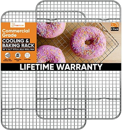  Heavy Duty Cooling Rack For Cooking And Baking, Rust Resistant Oven Rack And Wire Rack, Grill And Baking Rack, Wire Cookie Cooling Racks For Baking, Fits Quarter Sheet Pan, 8.5" X 12"