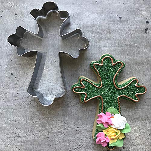  Large Fancy Cross Cookie Cutter Christian Baptism Fondant Biscuit Cutter - 3.3 X 4.4 Inches - Stainless Steel
