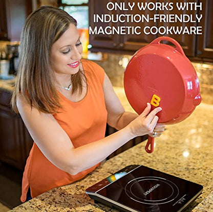  Portable Induction Cooktop 1800W With Power, Temperature And Timer Setting - (Only Compatible With Magnetic Cookware) - Electric Cooktop With Single Induction Burner