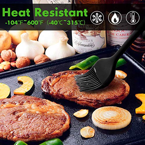  Basting Brushes Silicone Heat Resistant Pastry Brushes Spread Oil Butter Sauce Marinades For BBQ Grill Barbecue Baking Kitchen Cooking BPA Free Dishwasher Safe (Black 2)