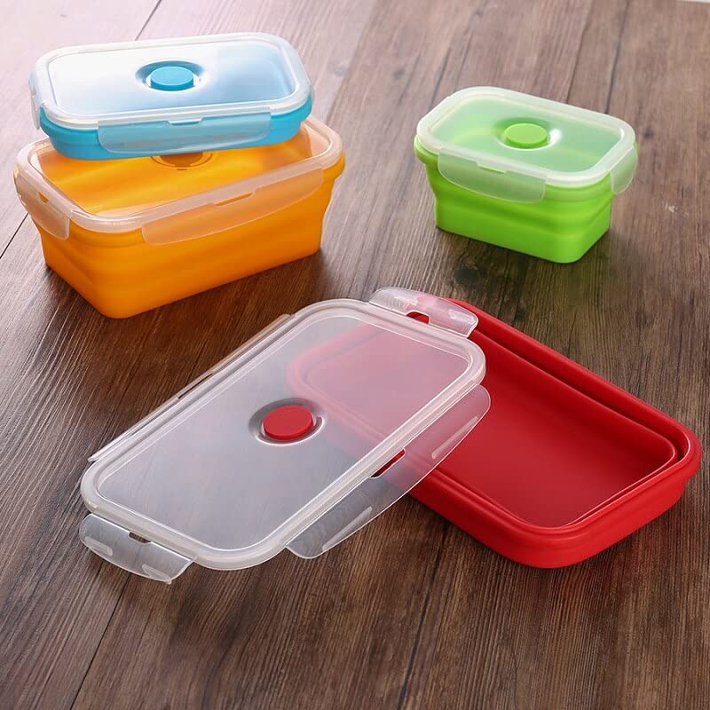  Kitchen Gadgets Salad Box 350ML Silicone Lunch Box Portable Bowl Colorful Folding Food Salad Tool Kitchen Accessories Salad Boxs