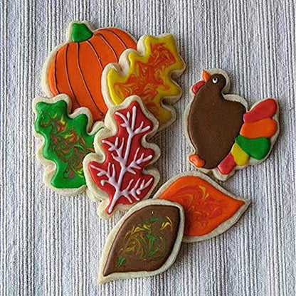  Fall Thanksgiving Cookie Cutters Set - 8 Pieces - Pumpkin, Football,Turkey, Maple Leaf, Oak Leaf,Squirrel ,Candy Corn And Acorn- Stainless Steel