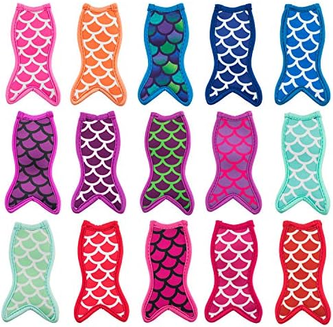  15 Pieces Reusable Popsicle Holders Popsicle Bags Freezer Ice Pop Sleeves Antifreezing Ice Pop Holders, White Fish Style