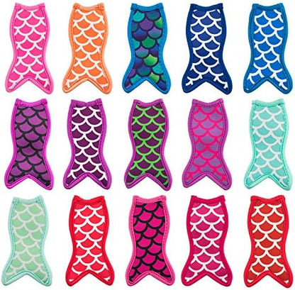  15 Pieces Reusable Popsicle Holders Popsicle Bags Freezer Ice Pop Sleeves Antifreezing Ice Pop Holders, White Fish Style