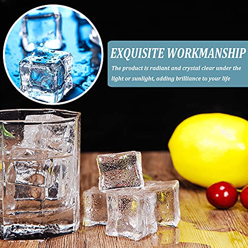  100 Pcs 20mm Clear Fake Ice Cubes,Square Acrylic Crystal Fake Ice Cubes Display For Home Decoration Wedding Centerpiece Vase Fillers,Photography Props And Kitchen Decoration