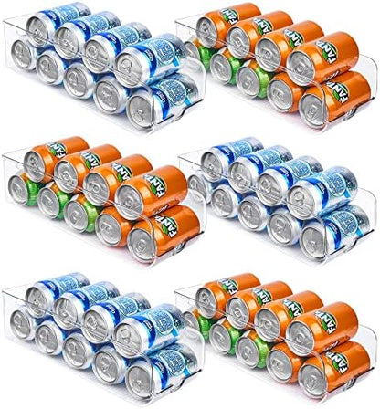  Vtopmart 6 Pack Soda Can Organizer For Refrigerator, Fridge Organizer Bins For Freezer, Kitchen, Pantry, Countertops, Cabinets, Clear Plastic Beverage & Canned Food Dispenser
