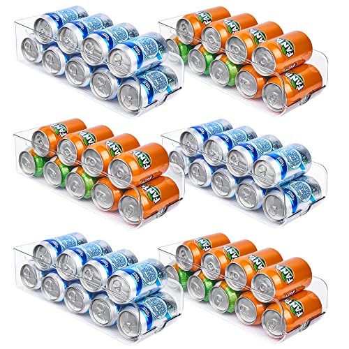  Vtopmart 6 Pack Soda Can Organizer For Refrigerator, Fridge Organizer Bins For Freezer, Kitchen, Pantry, Countertops, Cabinets, Clear Plastic Beverage & Canned Food Dispenser