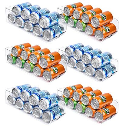  Vtopmart 6 Pack Soda Can Organizer For Refrigerator, Fridge Organizer Bins For Freezer, Kitchen, Pantry, Countertops, Cabinets, Clear Plastic Beverage & Canned Food Dispenser