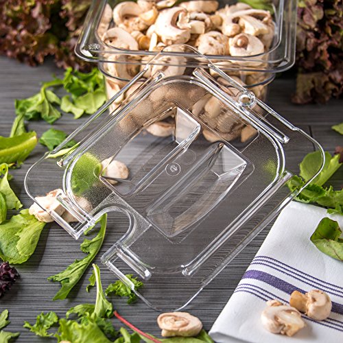  Carlisle FoodService Products 10311U07 StorPlus Sixth Size Polycarbonate Universal Handled Notched Food Pan Lid, Clear