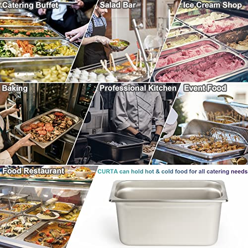  6 Pack Anti-Jam Hotel Pans, 1/3 Size 6 Inch Deep, NSF Commercial 18/8 Stainless Steel Chafing Steam Table Pan, Catering Storage Metal Food Pan
