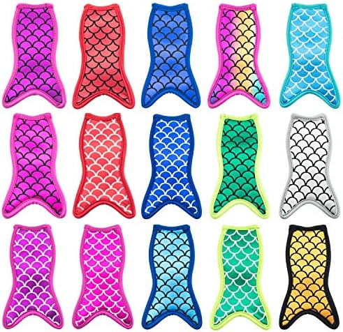  15 Pieces Reusable Popsicle Holders Popsicle Bags Freezer Ice Pop Sleeves Antifreezing Ice Pop Holders, White Fish Style