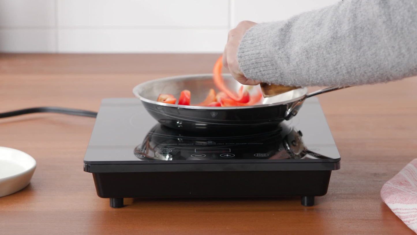  Pro Chef Induction Cooktop, Commercial-Grade, Portable, Powerful 1800W, Large 8” Heating Coil, 94 Temp Settings 100°F - 575°F In 5°F, Shatter-Proof Ceramic Glass Surface