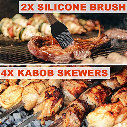  21PCS Professional Stainless Steel Grill Accessories Set For Men Dad Women - Perfect Grill Gift On Father's Day, Christmas, Birthday - Complete BBQ Kit For Outdoor Camping Barbecue