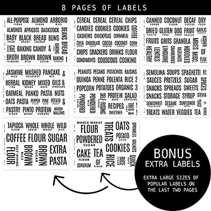  UART + PINT 165 Modern Kitchen Pantry Labels For Containers. Preprinted Clear Minimalist Stickers With Black Text. Waterproof Vinyl Stickers. Organization Labels For Jars Canisters & Storage Bins.