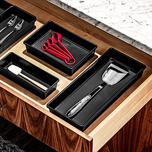  Madesmart 15" X 6" Plastic Multipurpose Storage Organizer Bin For Drawers, Low-Profile Storage Bin Home Organizer, Carbon