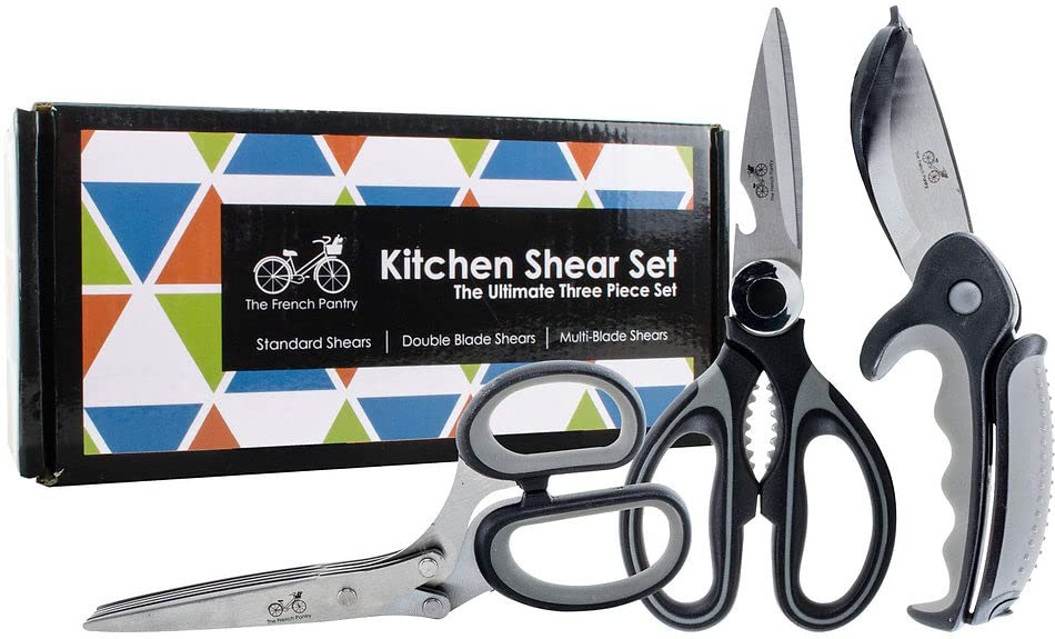  Kitchen Shears Heavy Duty Kitchen Scissors Gift Set– The Ultimate Three Piece Scissor Set | Standard Kitchen Shears | Dual Blade Salad Shears | Multi-Blade Herb Shears