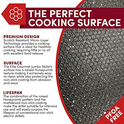  -8619 Non-Stick Deep Dish Heavy Duty Electric Skillet With Tempered Glass Vented Lid And Easy-Pour Spout, Dishwasher Safe, 1500W, 8 Quart, Rectangle 16" X 13", Black