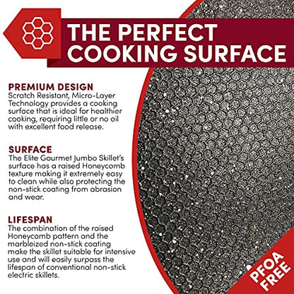  -8619 Non-Stick Deep Dish Heavy Duty Electric Skillet With Tempered Glass Vented Lid And Easy-Pour Spout, Dishwasher Safe, 1500W, 8 Quart, Rectangle 16" X 13", Black