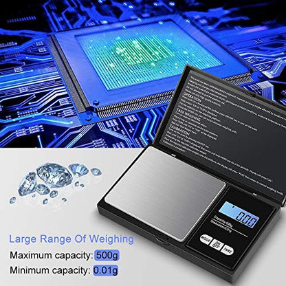  Pocket Gram Scale 500g X 0.01g, [7 Units] Diyife® Digital Grams Scale, Small Ounce Scale, Stainless Steel Jewelry Scale With Tare, Auto Off, LCD Back-Lit, Batteries Included
